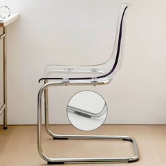 Scandinavian Style Plastic & Acrylic Side Chair Silver Legs Non-Upholstered Chair Dining Chairs