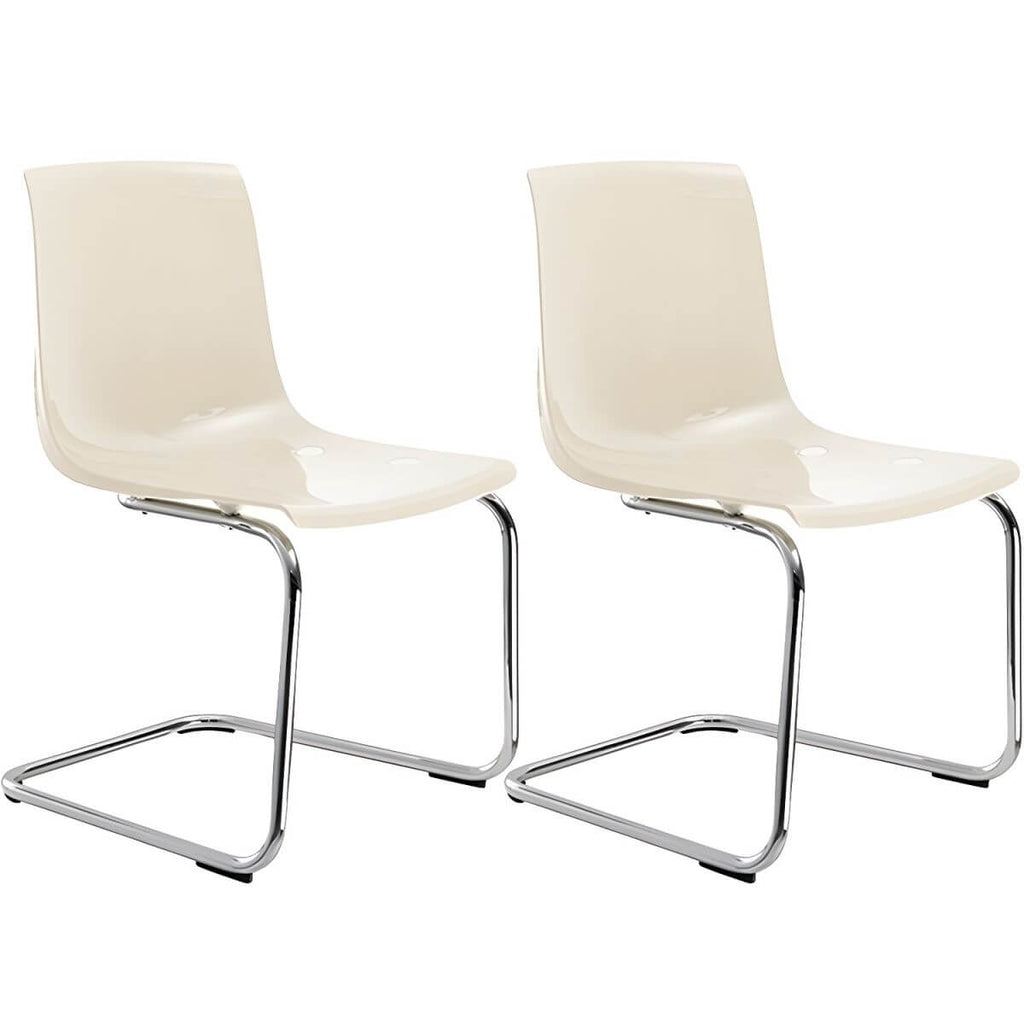 Scandinavian style plastic and acrylic dining side chair with silver legs, non-upholstered design