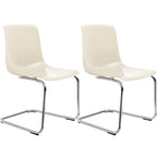 Scandinavian style plastic and acrylic dining side chair with silver legs, non-upholstered design