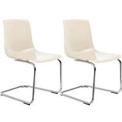 Scandinavian Style Plastic & Acrylic Side Chair Silver Legs Non-Upholstered Chair Dining Chairs