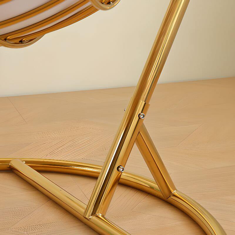 Silver and Aurous stainless alloy porch swing with stand, cushions, and chain for outdoor comfort