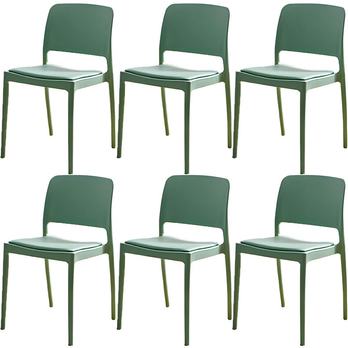 Scandinavian plastic and acrylic dining chair with low backrest and armless design