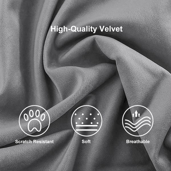 Set of 2 gray swivel bar stools with velvet curved back and adjustable height