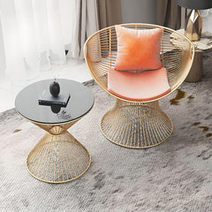 Glamorous Solid Color Papasan Chair with Fixed Back, Armrest, and Pillow Accent Chairs