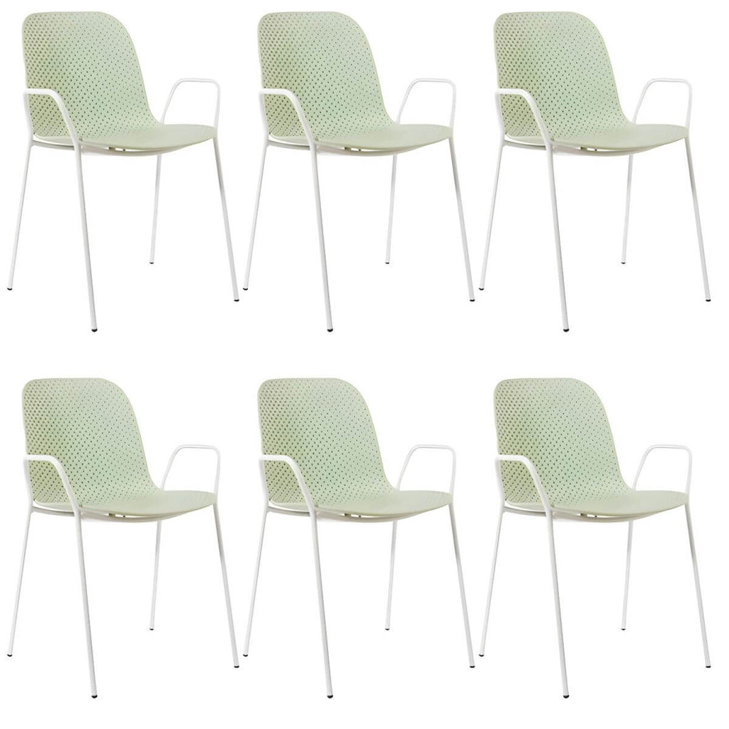 Scandinavian stackable kitchen chair with plastic and acrylic seat and metal legs