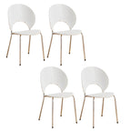 Stackable acrylic dining chair with open back and metal legs, armless design for modern dining rooms
