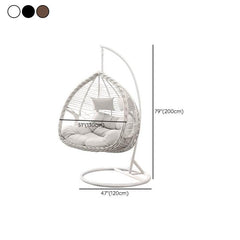 Metal Upholstered Porch Swing with Stand & Chain for 2-person Seating, Stand Included, Cocoa/Cream Porch Swings
