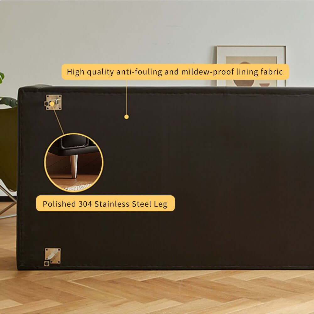 Comfortable French vintage leather sofa with luxurious design and classic style