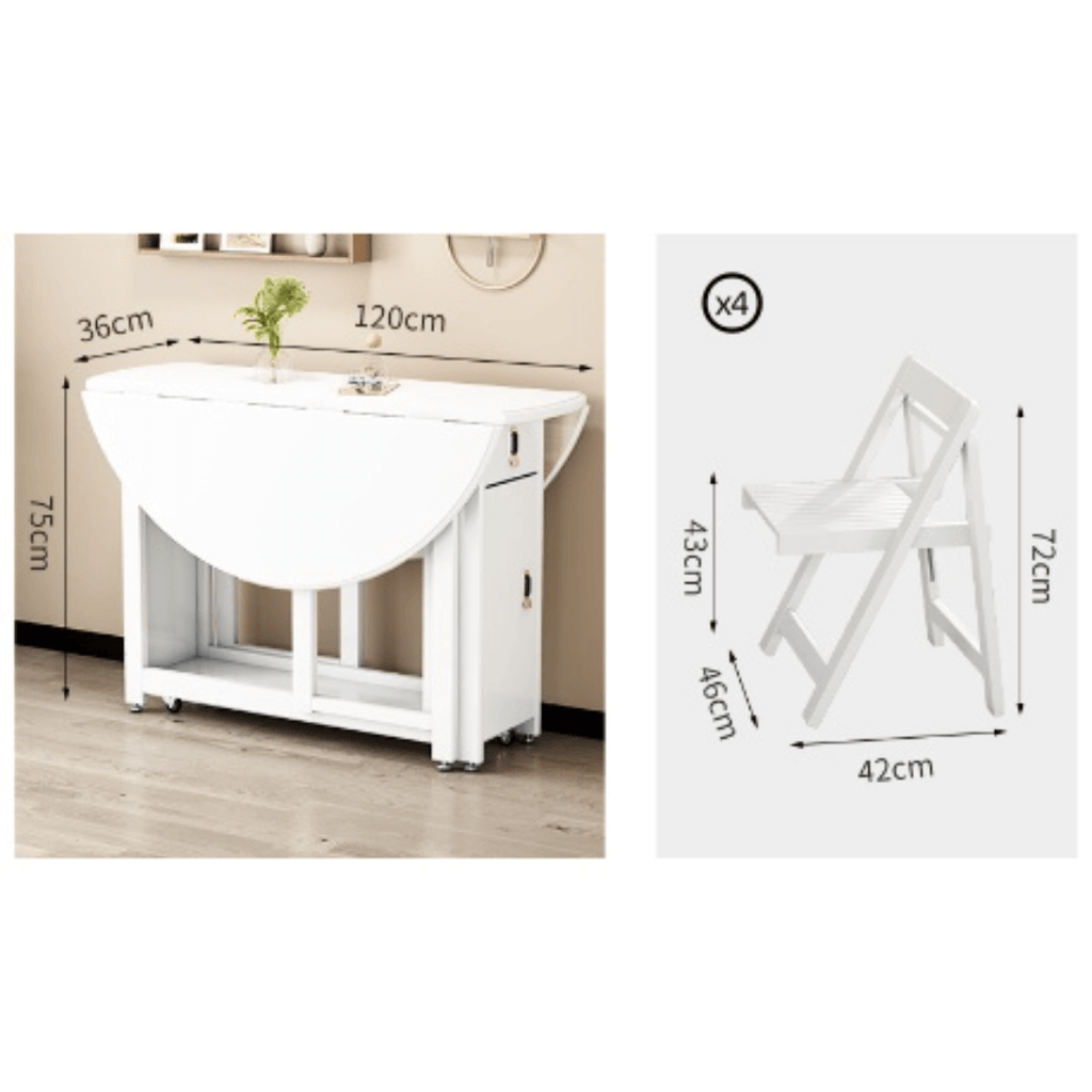 Solid wood folding dining set with smooth surface, easy mobility, and stable design