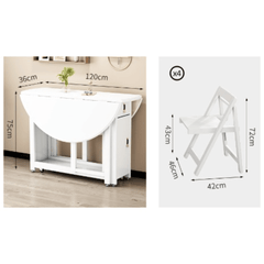 Smooth Surface Solid Wood Folding Dining Set with Easy Mobility and Stability