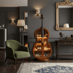 Cello-Inspired Walnut Wine Cabinet for Elegant Living Spaces
