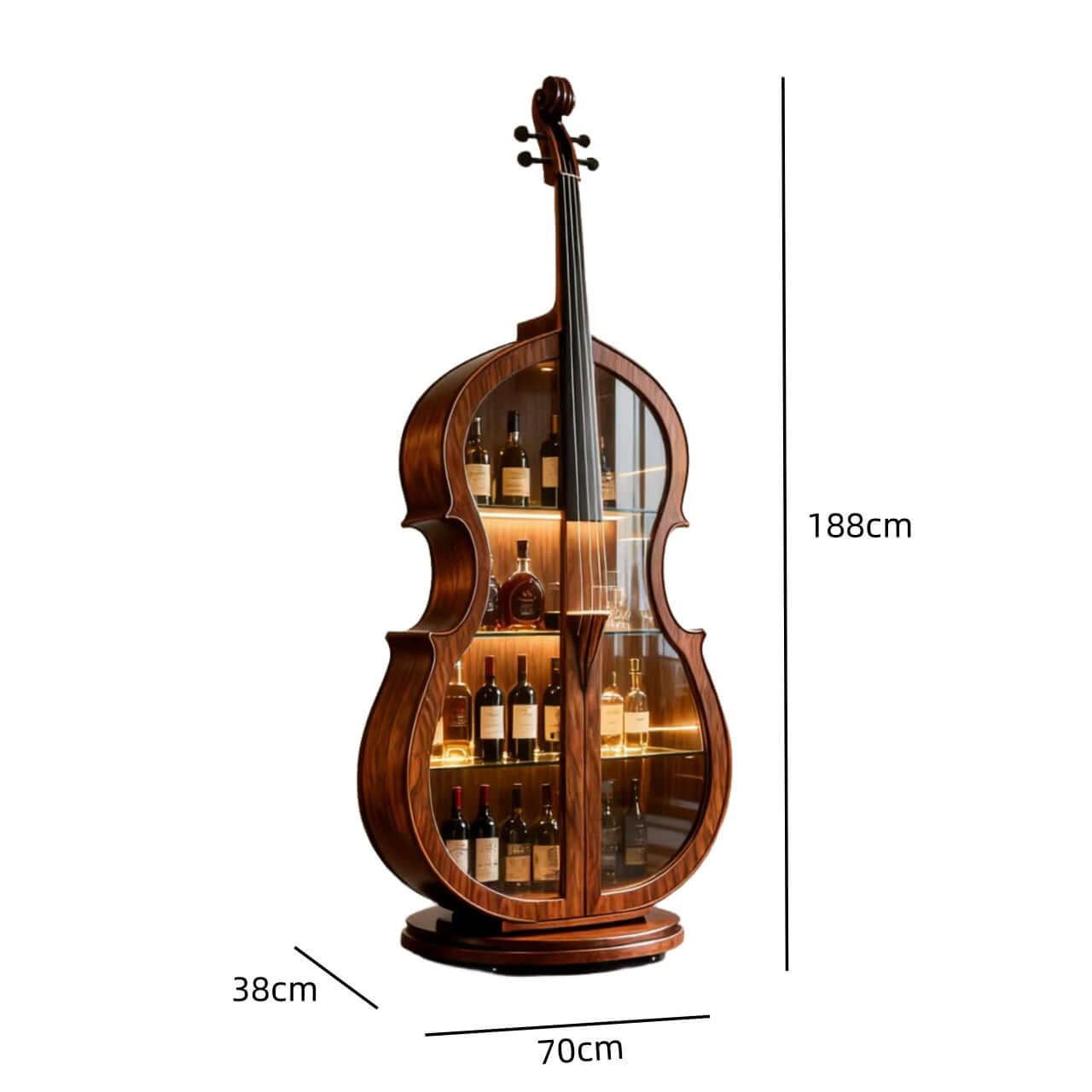 Cello-Inspired Walnut Wine Cabinet for Elegant Living Spaces Dimensions