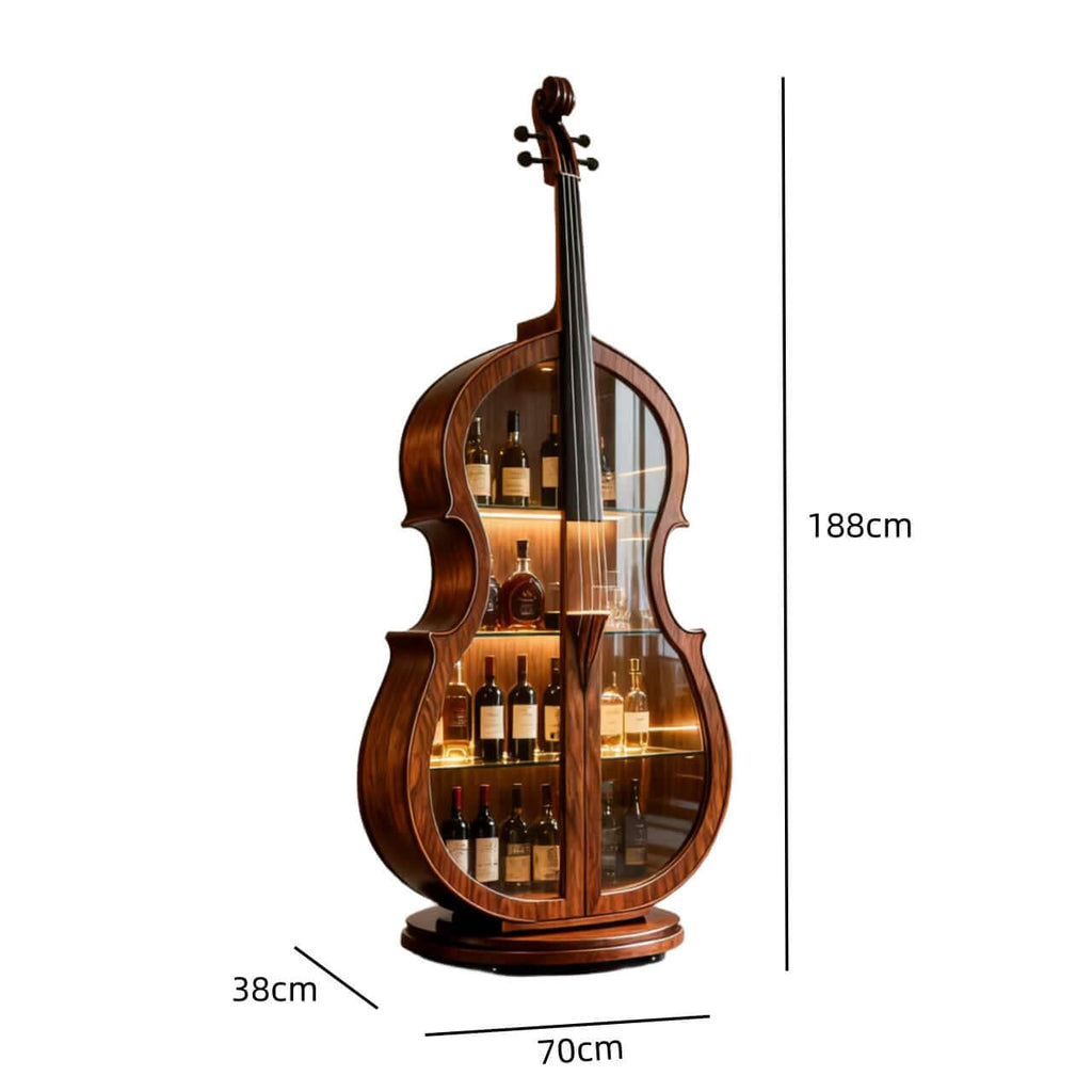 Cello-Inspired Walnut Wine Cabinet for Elegant Living Spaces Dimensions