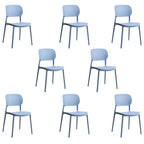 Stackable Scandinavian style plastic and acrylic side chair with low back for dining
