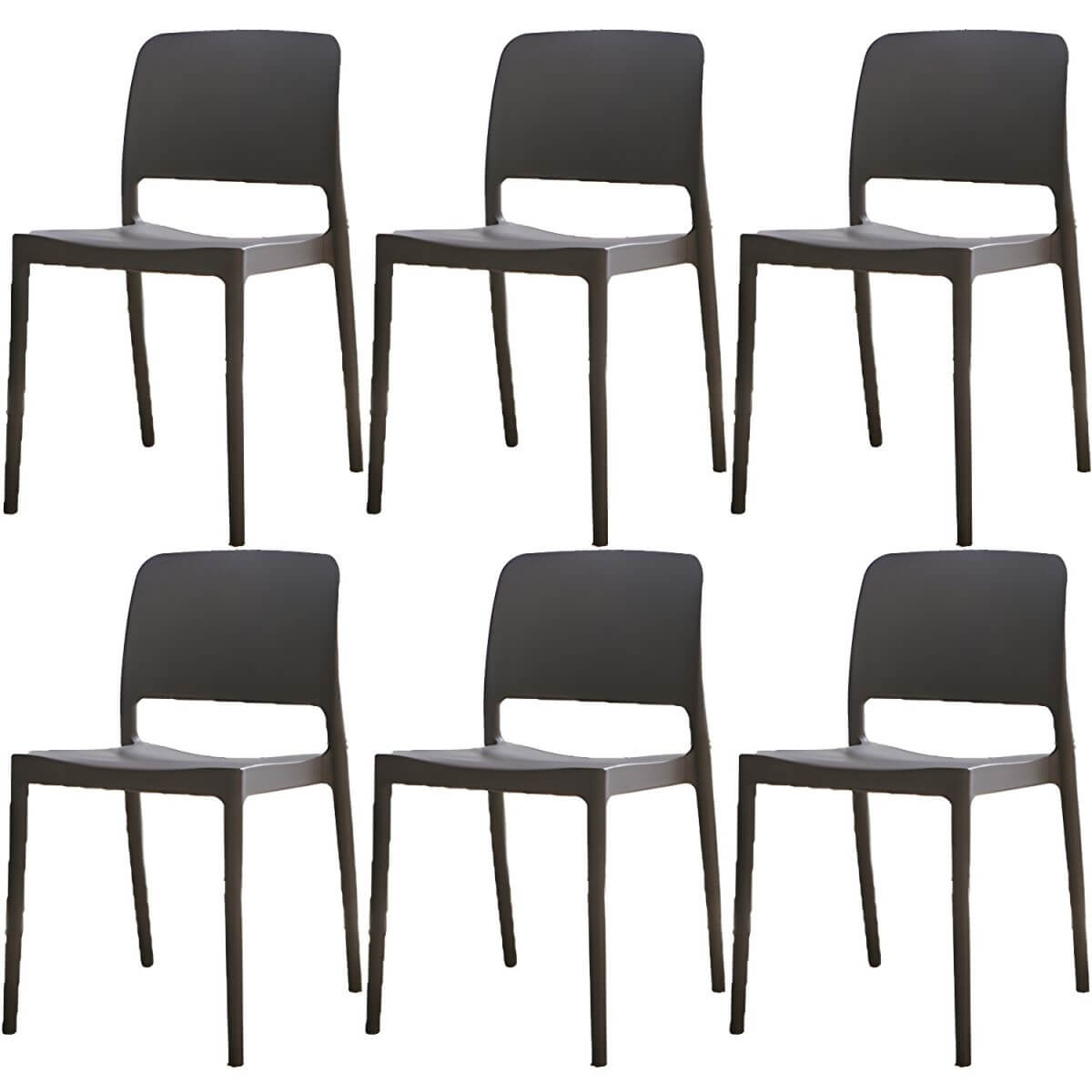 Scandinavian plastic and acrylic dining chair with low backrest and armless design