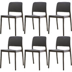 Scandinavian plastic and acrylic dining chair with low backrest and armless design