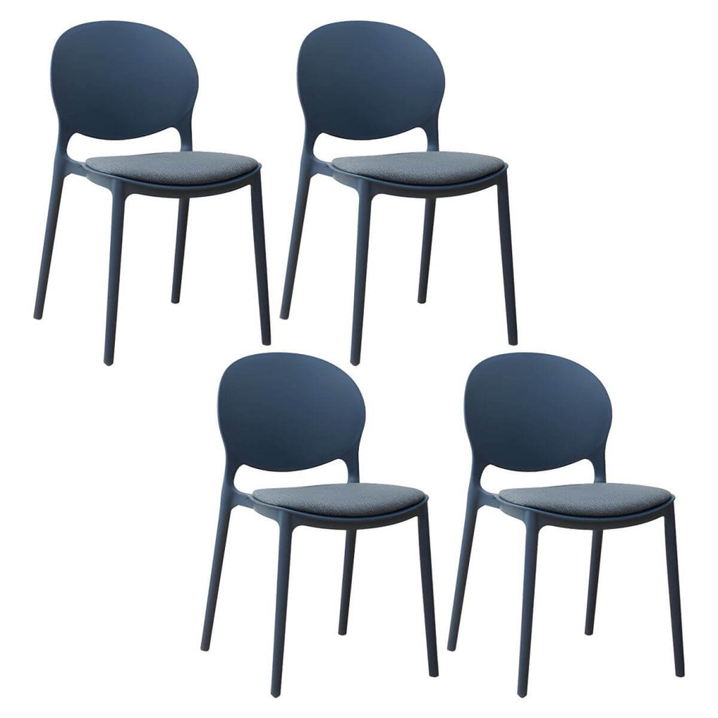 Scandinavian plastic dining chair with open back and four legs, ideal for home use