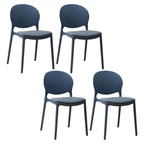 Scandinavian plastic dining chair with open back and four legs, ideal for home use
