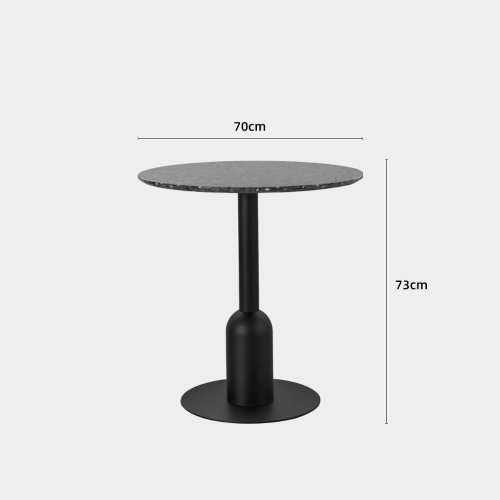 Round terrazzo table ideal for dining or office use with versatile design