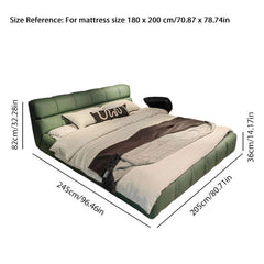 Modern Upholstered King Bed Available in Leather & Suede Fabric