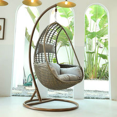 Tropical Olive Green/Auburn/Rose Metal Stand Porch Swing with Stand, Pads & Chain Porch Swings