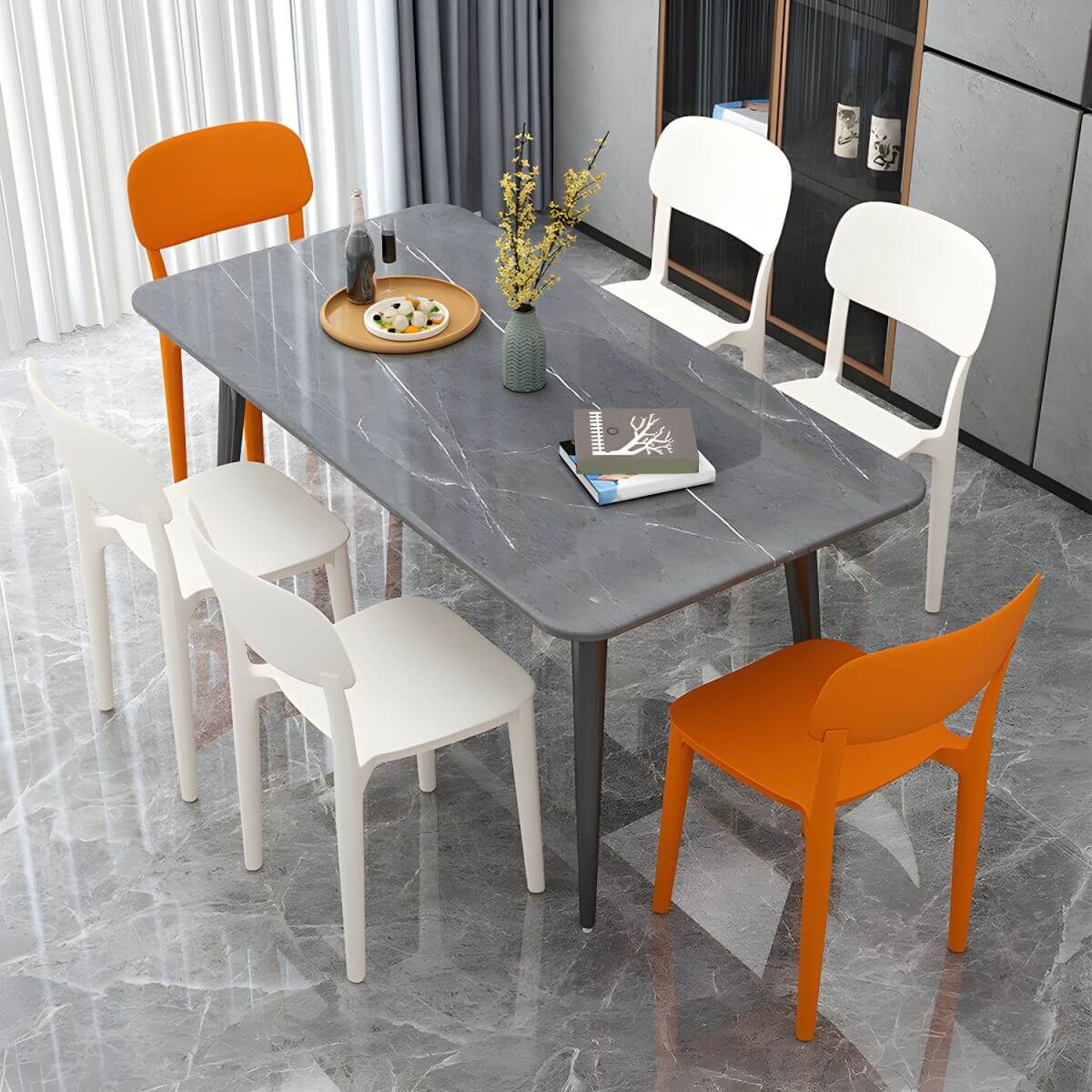 Nordische Rückenlehne stapelbarer Acrylstuhl mit Acrylbeinen für Esszimmer Esszimmerstühle Zweitbild