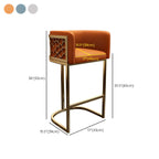 Champagne Gold Leather Bar Stool With Geometric Cutout Arms and Footrest
