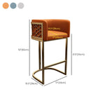 Champagne Gold Leather Bar Stool With Geometric Cutout Arms and Footrest