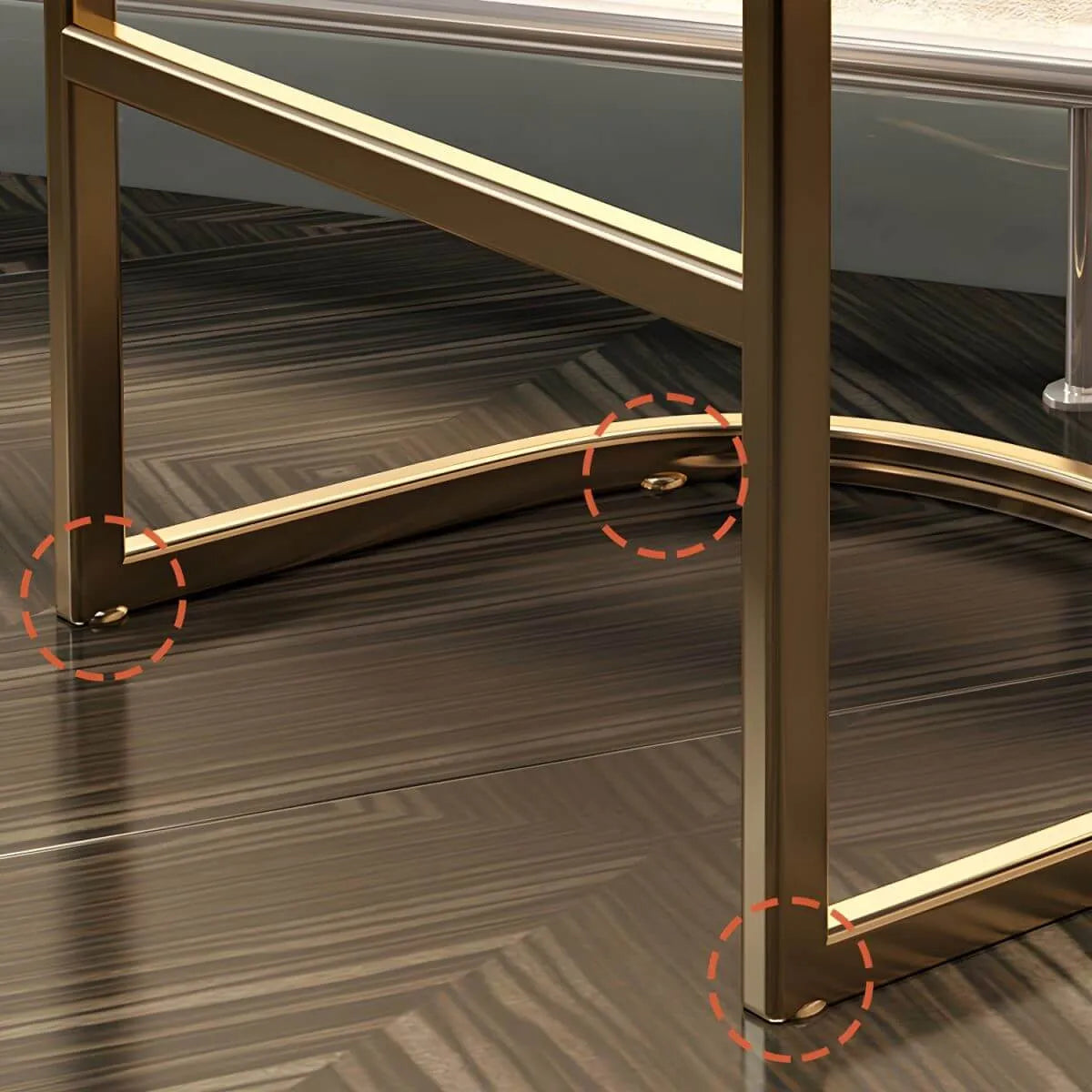 Champagne Gold Leather Bar Stool With Geometric Cutout Arms and Footrest