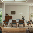 Chandigarh Nouveau Dining Chair Set - Solid Teak & Sherpa