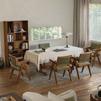 Chandigarh Nouveau Dining Chair Set - Solid Teak & Sherpa