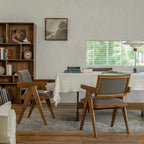 Chandigarh Nouveau Dining Chair Set - Solid Teak & Sherpa