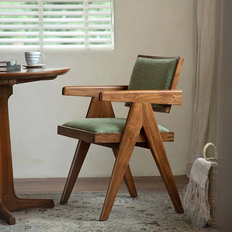Chandigarh Nouveau Dining Chair Set - Solid Teak & Sherpa Main Product Image Image principale du produit