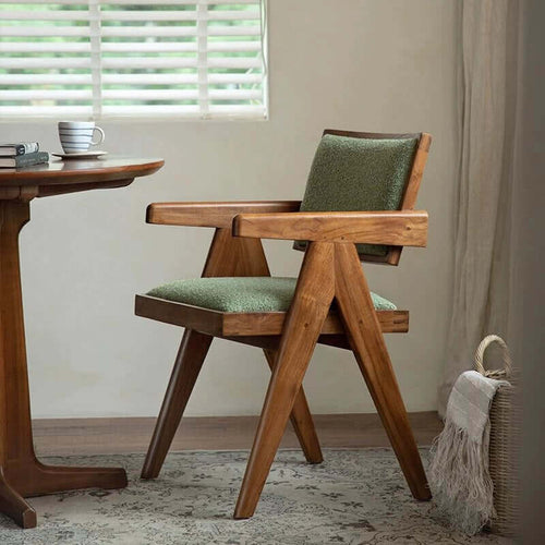 Chandigarh Nouveau Dining Chair Set - Solid Teak & Sherpa Main Product Image