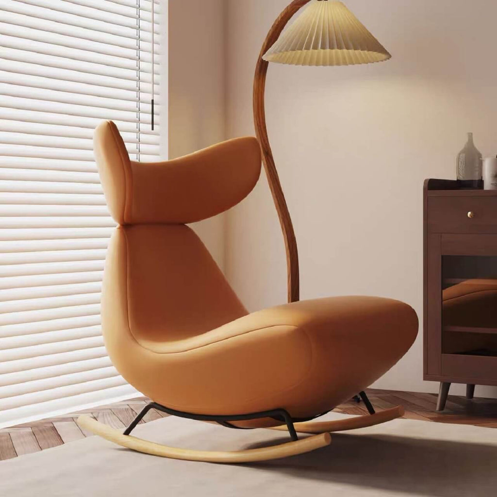 White Charming Little Whale Rocking Chair with Armless Design and Solid Wood Frame