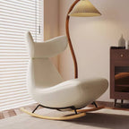 White Charming Little Whale Rocking Chair with Armless Design and Solid Wood Frame