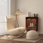 White Charming Little Whale Rocking Chair with Armless Design and Solid Wood Frame