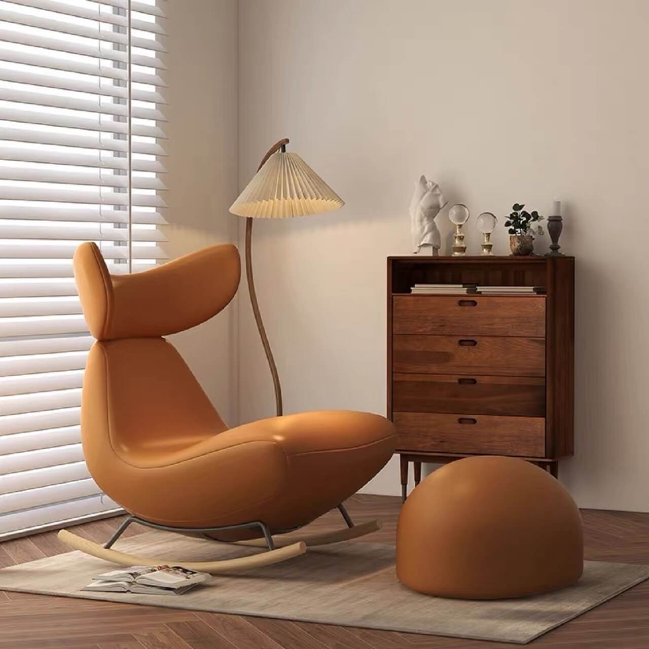 White Charming Little Whale Rocking Chair with Armless Design and Solid Wood Frame