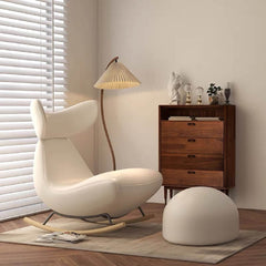 Armless Whale Boucle Rocking Chair in White for Modern Decor