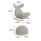 White Charming Little Whale Rocking Chair with Armless Design and Solid Wood Frame dimensions