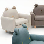 Charming Upholstered Club Sofa for Kids - Soft Cotton with Light Wood Legs