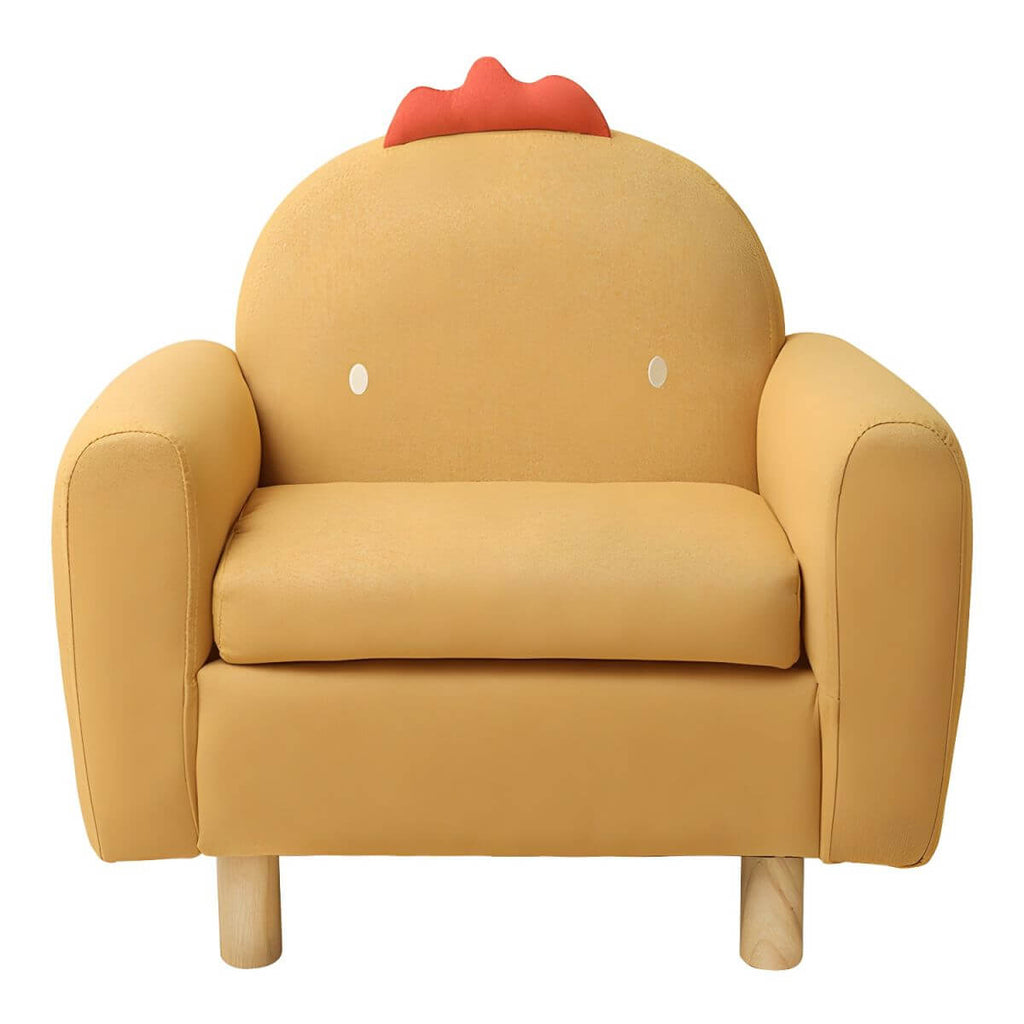Charming Upholstered Club Sofa for Kids - Soft Cotton with Light Wood Legs
