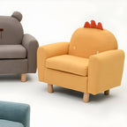 Charming Upholstered Club Sofa for Kids - Soft Cotton with Light Wood Legs