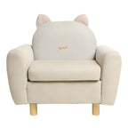Charming Upholstered Club Sofa for Kids - Soft Cotton with Light Wood Legs