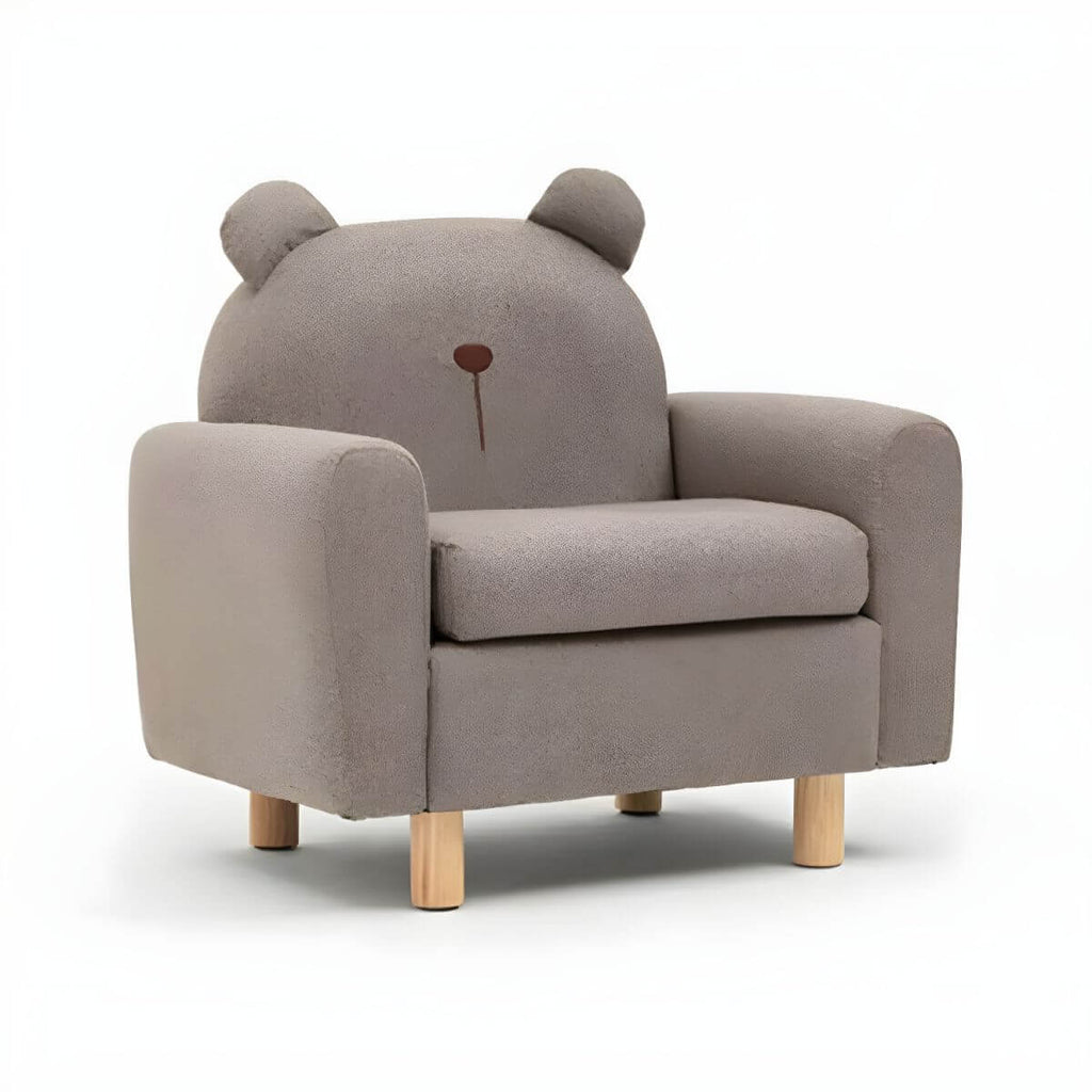Charming Upholstered Club Sofa for Kids - Soft Cotton with Light Wood Legs