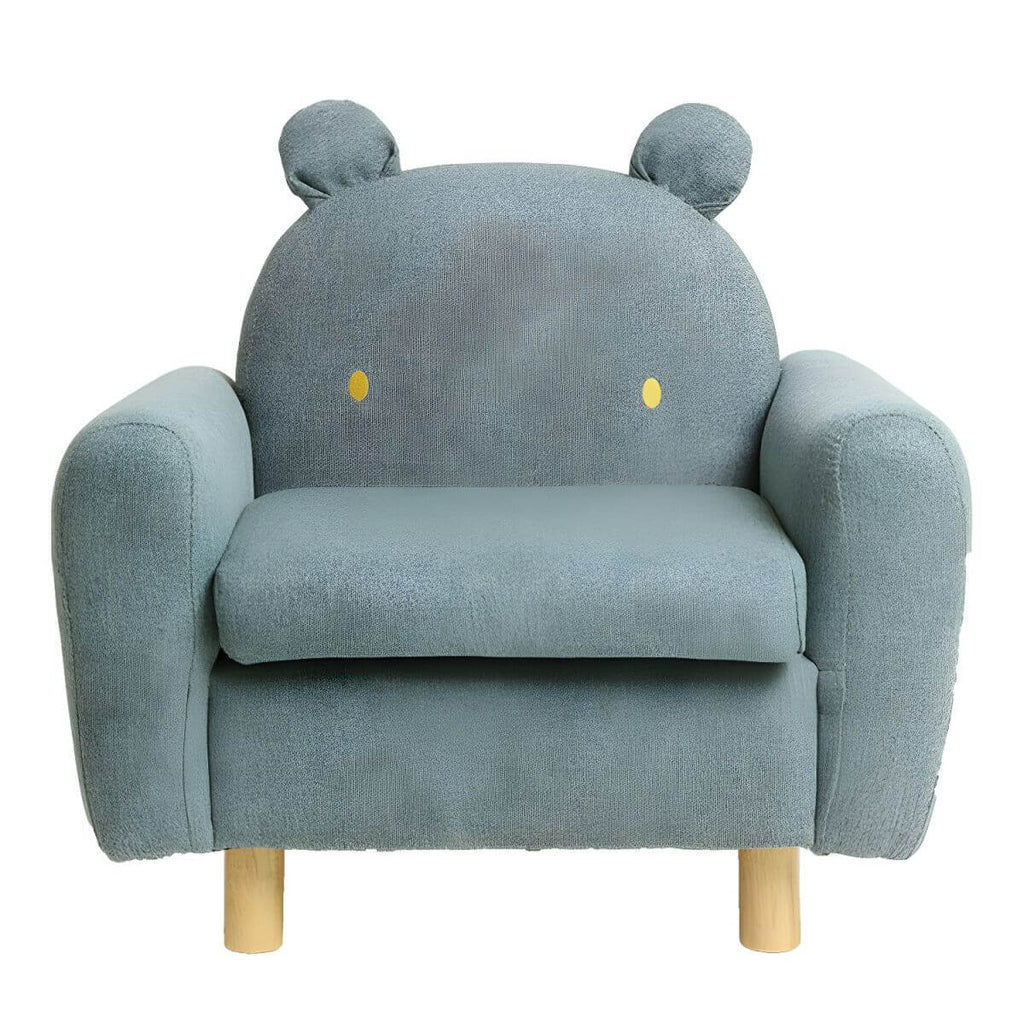 Charming Upholstered Club Sofa for Kids - Soft Cotton with Light Wood Legs