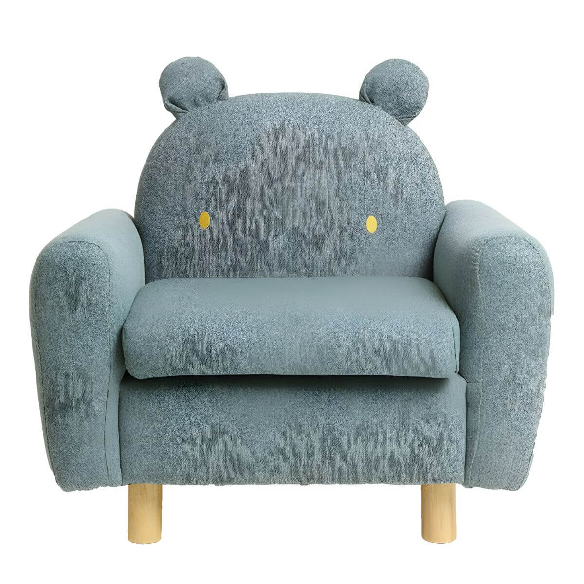 Charming Upholstered Club Sofa for Kids - Soft Cotton with Light Wood Legs