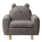 Charming Upholstered Club Sofa for Kids - Soft Cotton with Light Wood Legs