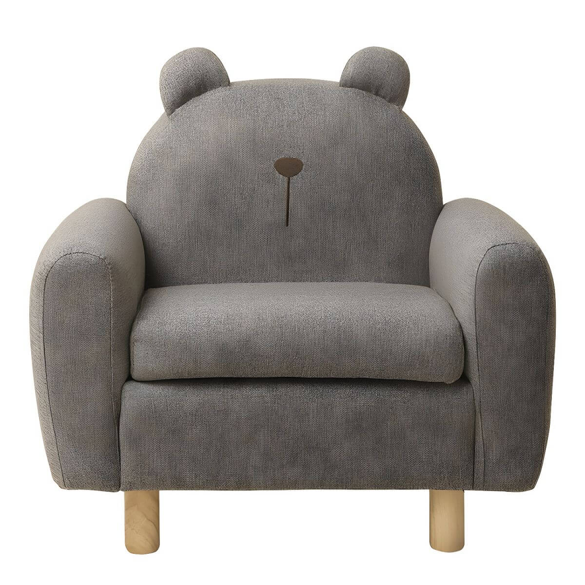 Charming Upholstered Club Sofa for Kids - Soft Cotton with Light Wood Legs