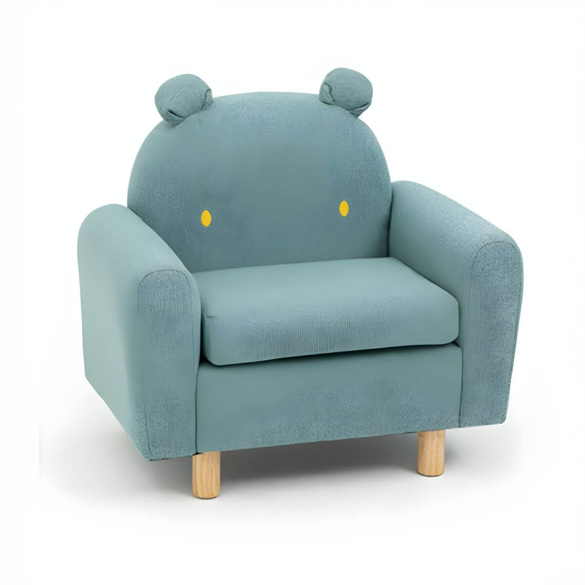 Charming Upholstered Club Sofa for Kids - Soft Cotton with Light Wood Legs
